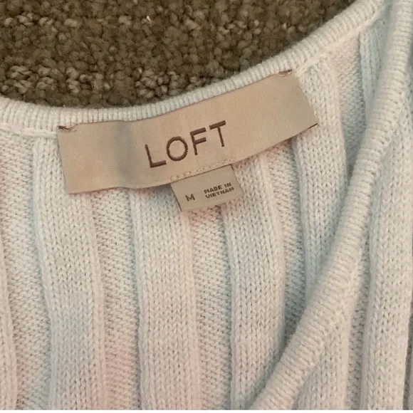 LOFT Cream Ribbed Button-Front Tank - Picture 2 of 2